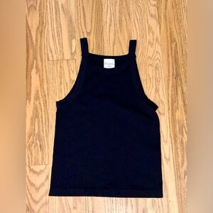 No Boundaries Black High-Neck Cropped Ribbed Tank Top - Size XS (0-2)